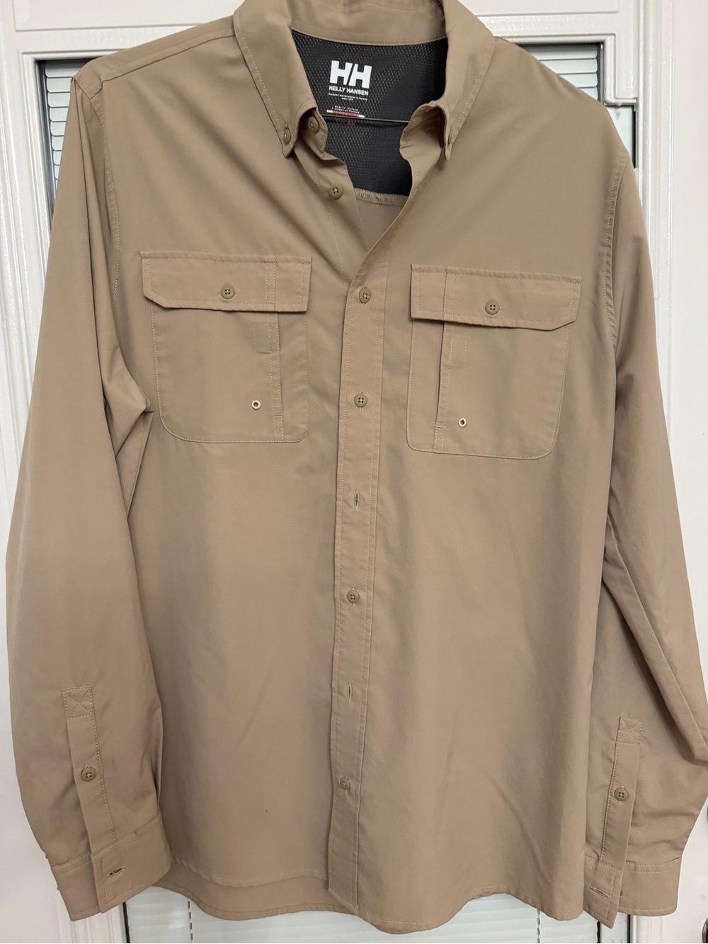 Helly Hansen Men’s Khaki/Tan Long-Sleeve Button-Down Shirt